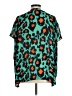 CAbi 100% Polyester Animal Print Teal Short Sleeve Blouse Size M - photo 2