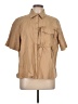 find me now Tan Short Sleeve Button-Down Shirt Size L - photo 1
