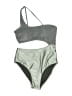 Lazy Daisy Solid Gray Green One Piece Swimsuit Size UK 16 - photo 1
