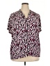 Kasper Print Burgundy Short Sleeve Blouse Size 3X - photo 1