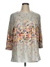 Unbranded Floral Gray Ivory 3/4 Sleeve T-Shirt Size XL - photo 1