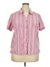 Basic Editions Stripes Pink Short Sleeve Blouse Size XXL - photo 1