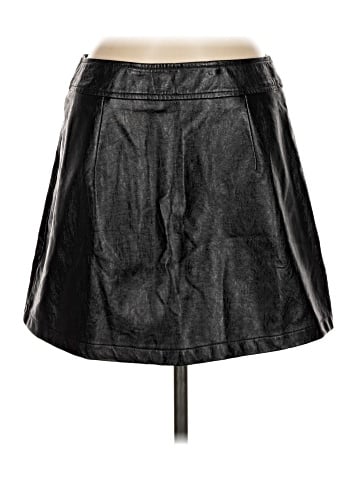 Aqua Faux Leather Skirt (view 1)