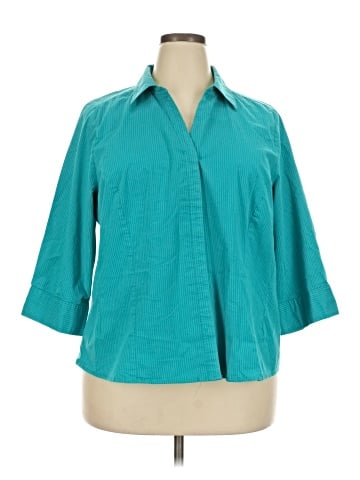 Basic Editions 3/4 Sleeve Button-Down Shirt (view 1)