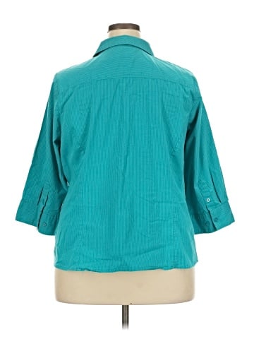 Basic Editions 3/4 Sleeve Button-Down Shirt (view 2)