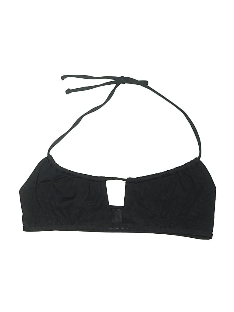 Pre-owned Shein Swimsuit Top Black Solid Pattern Swimwear