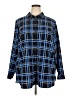 Susan Graver Plaid Blue Long Sleeve Blouse Size 2X - photo 1