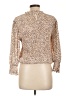 Express 100% Polyester Animal Print Tan Long Sleeve Blouse Size L - photo 2