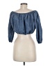 Theory Blue 3/4 Sleeve Blouse Size M - photo 2
