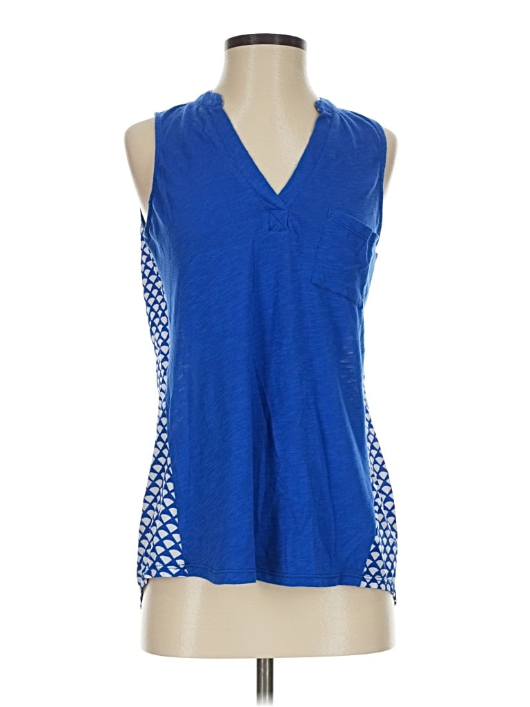 Pre-owned Porridge Tank Top Blue Plunge Neckline Tops