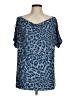Attitudes by Renee Leopard Print Blue Short Sleeve Blouse Size M - photo 1