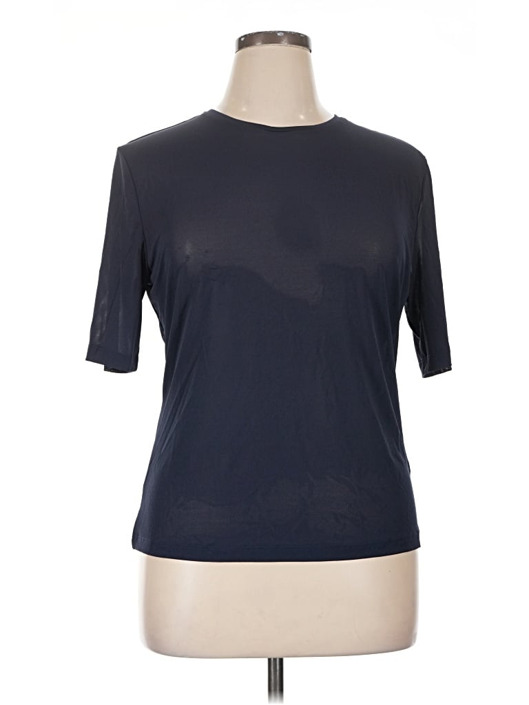 Pre-owned H&m Short Sleeve Top Black Mock Neckline Tops