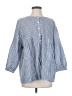 Max Studio Checkered-gingham Blue 3/4 Sleeve Button-Down Shirt Size S - photo 1