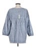 Max Studio Checkered-gingham Blue 3/4 Sleeve Button-Down Shirt Size S - photo 2