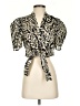 Elan Animal Print Gold Short Sleeve Blouse Size XS - photo 1