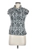 Faded Glory 100% Polyester Silver Black Short Sleeve Blouse Size M - photo 1