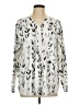 Pixie Lady Print Silver Long Sleeve Blouse Size L - photo 1