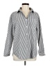 Miss Sparkling Stripes Silver Long Sleeve Button-Down Shirt Size M - photo 1