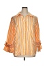 Harshman 100% Cotton Stripes Orange 3/4 Sleeve Button-Down Shirt Size 1X - photo 1