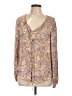 B Collection by Bobeau 100% Rayon Paisley Tan Long Sleeve Blouse Size L - photo 1
