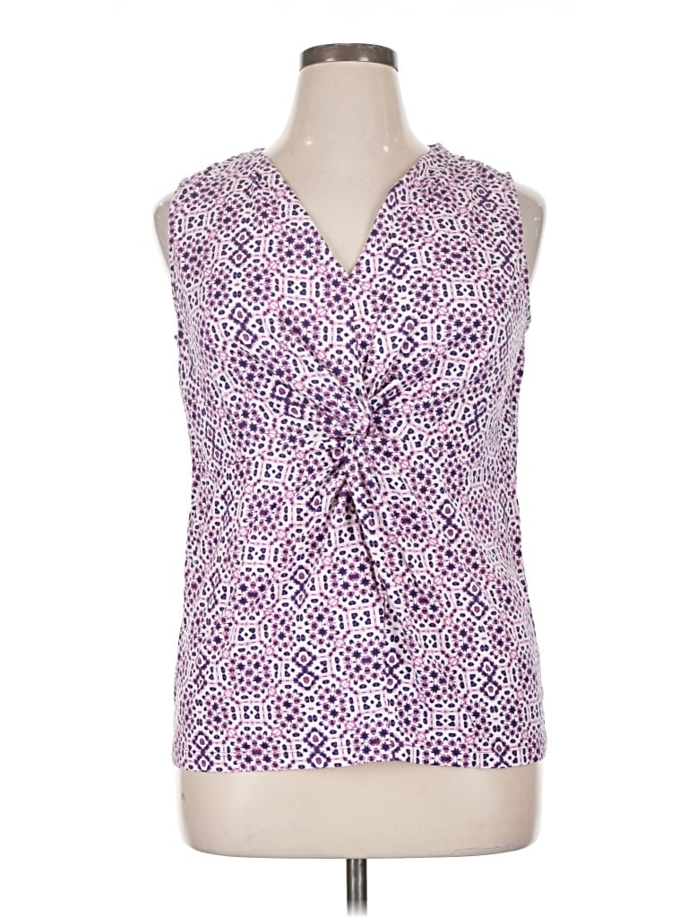 Pre-owned St. John's Bay Tank Top Purple Tie Neck Tops