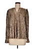 Crown & Ivy 100% Polyester Metallic Silver Long Sleeve Blouse Size M - photo 1
