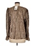 Crown & Ivy 100% Polyester Metallic Silver Long Sleeve Blouse Size M - photo 2