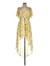 AUW 100% Polyester Floral Yellow Cocktail Dress Size L - photo 1