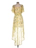 AUW 100% Polyester Floral Yellow Cocktail Dress Size L - photo 2
