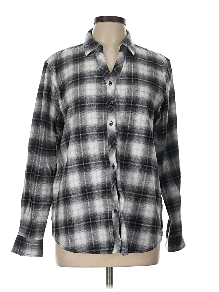 Pre-owned Weatherproof Long Sleeve Button Down Shirt In Gray