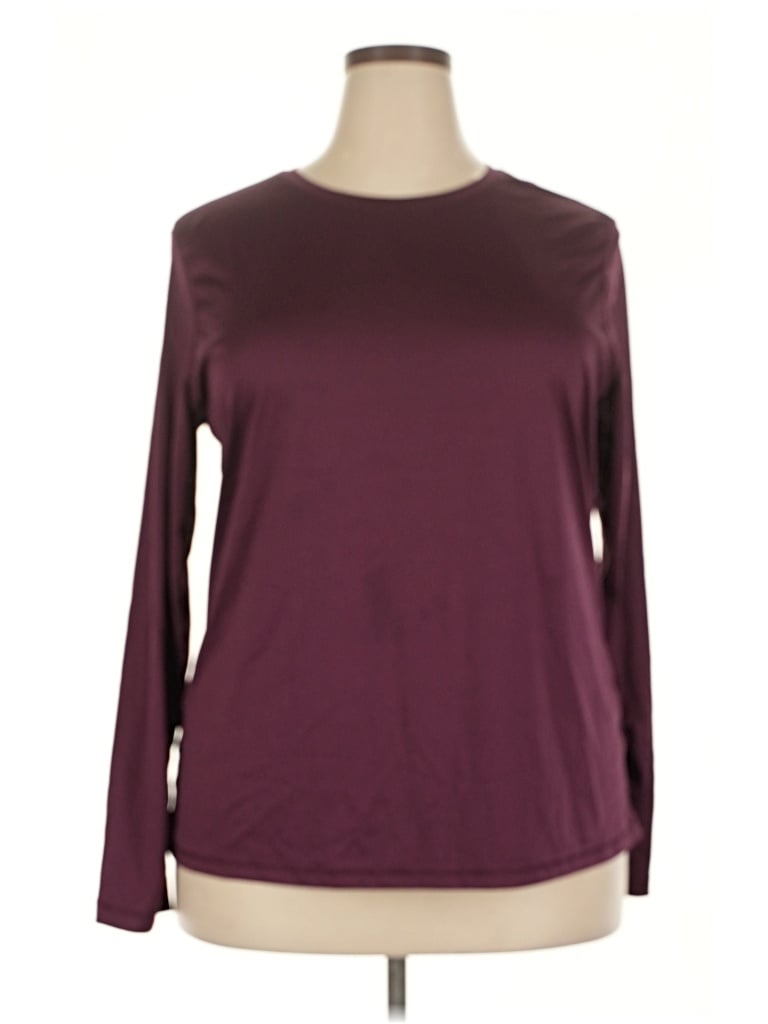 Pre-owned Athletic Works 3/4 Sleeve T-shirt In Burgundy