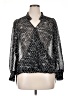 Olivia Grey 100% Polyester Metallic Silver Long Sleeve Blouse Size XL - photo 1
