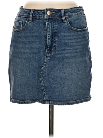 Aqua Denim Skirt (view 1)