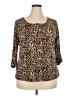 DressBarn Animal Print Brown 3/4 Sleeve Blouse Size 2X - photo 1