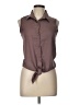 Objex Brown Sleeveless Button-Down Shirt Size L - photo 1