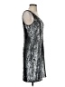 Rebecca Taylor 100% Polyester Metallic Silver Cocktail Dress Size 2 - photo 4