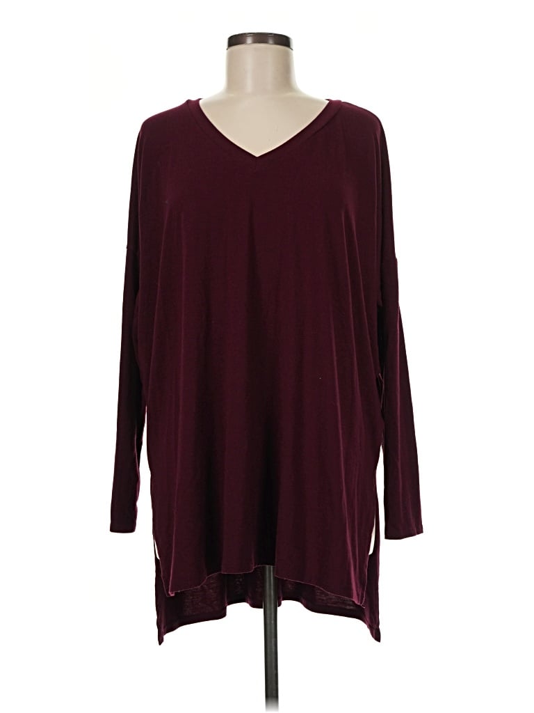 Pre-owned Zenana 3/4 Sleeve T-shirt In Burgundy