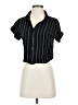 Mi ami 100% Rayon Stripes Black Short Sleeve Blouse Size S - photo 1