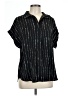 Timeson 100% Polyester Stripes Black Short Sleeve Blouse Size L - photo 1