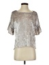 Caution to the Wind Metallic Silver Short Sleeve Top Size S - photo 1
