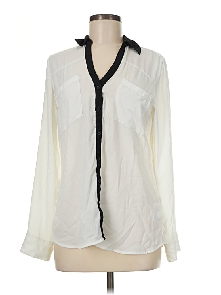 Pre-owned Express Long Sleeve Blouse In Ivory