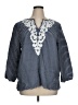 Talbots 100% Linen Stripes Blue 3/4 Sleeve Blouse Size XL - photo 1
