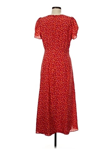 Madewell Silk Puff-Sleeve Wrap-Front Midi Dress in Calico Floral (view 2)