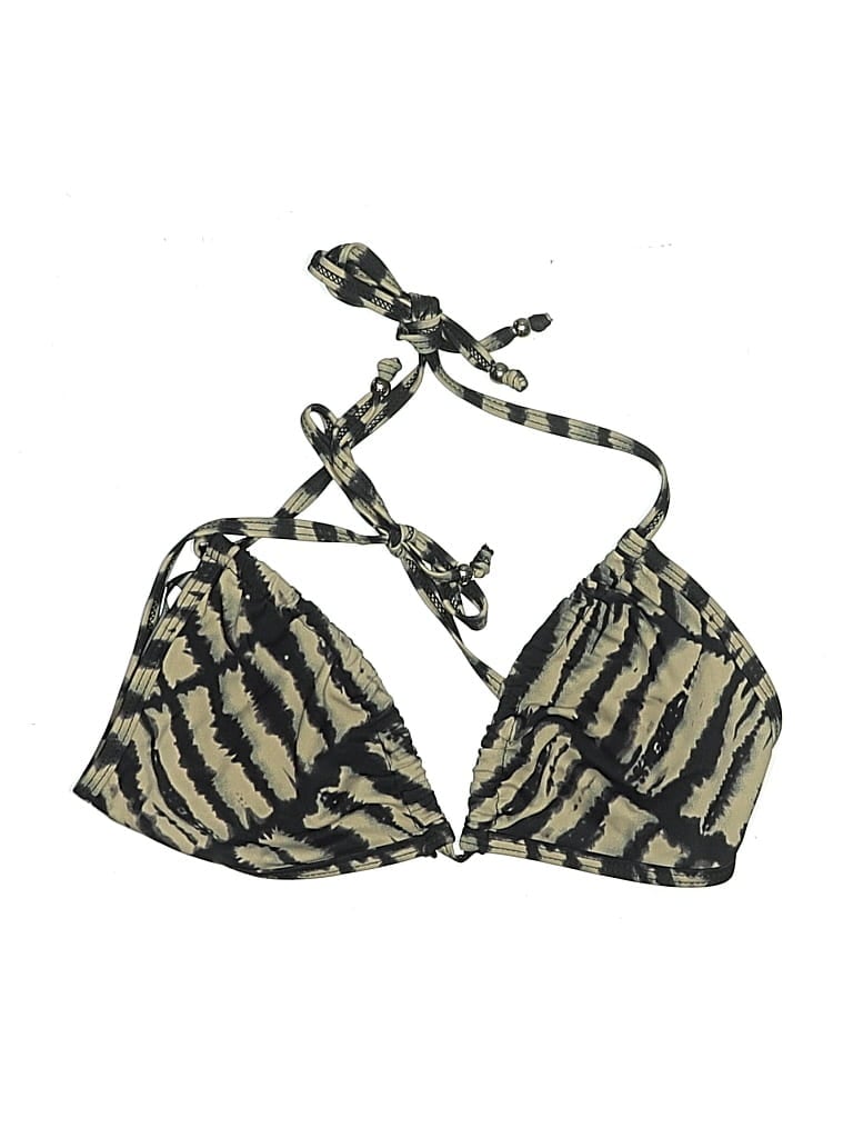 Pre-owned French Connection Swimsuit Top Gold Animal Print Pattern Swimwear