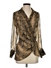 Zara Animal Print Gold Long Sleeve Blouse Size XS - photo 1