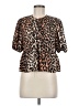 Unbranded 100% Polyester Animal Print Brown Short Sleeve Blouse Size M - photo 1