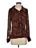 Carlisle 100% Silk Animal Print Orange Long Sleeve Silk Top Size 4 - photo 1
