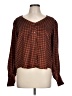 Levi's 100% Polyester Houndstooth Brown Long Sleeve Blouse Size L - photo 1
