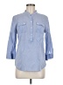 Talbots Blue 3/4 Sleeve Button-Down Shirt Size 8 - photo 1