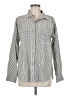 Ann Taylor LOFT Stripes Silver Long Sleeve Button-Down Shirt Size M - photo 1
